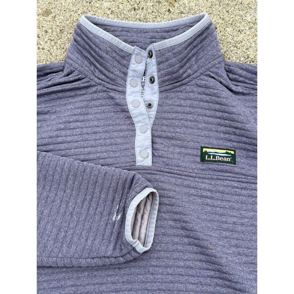 LL Bean Sweatshirt Women XL Petite Gray Airlight Pullover 1/4 Snap Rubbed Pocket